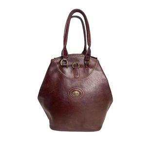 VINTAGE 90'S VELEZ FROM COLOMBIA DARK BROWN LEATHER SATCHEL TOTE BAG